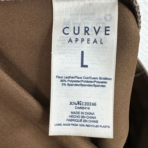 Curve Appeal Pants Womens Faux Leather Suede Large Brown Pull On Legging Stretch - Picture 8 of 11